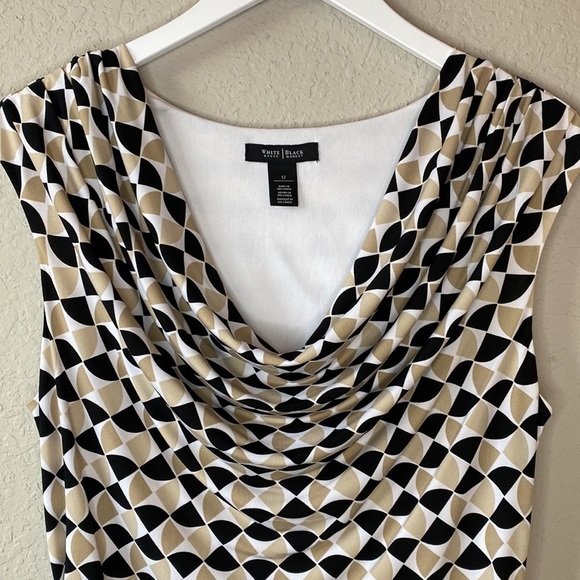 WHBM Geometric Print Sleeveless Cowl Neck Dress Size 12 - Picture 6 of 14